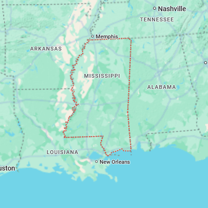 Map highlighting Mississippi location